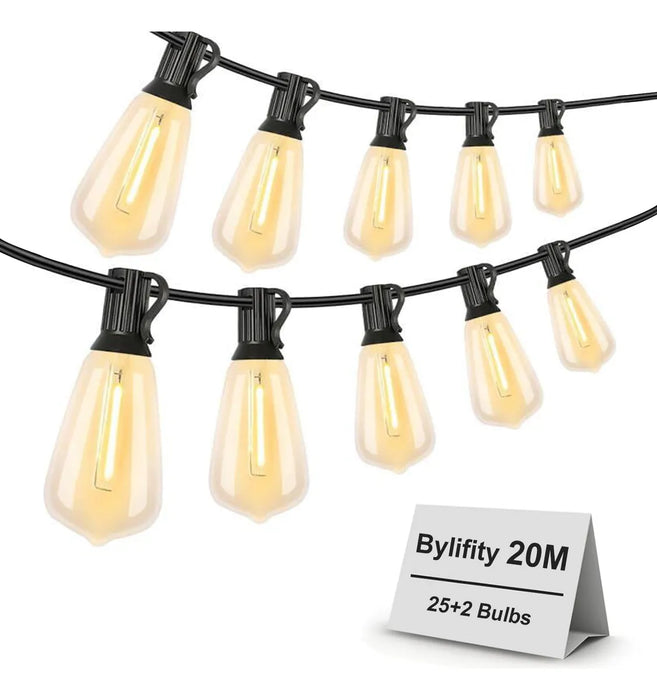 Cadena De Luces Led Para Exteriores 20m Con 25 Focos Led