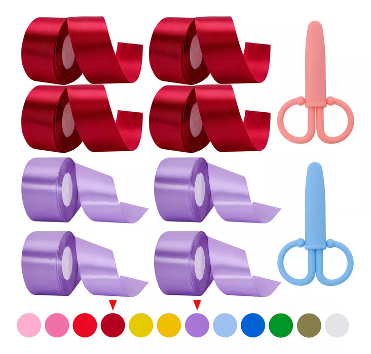 4 Rollos Listn Satinado Popotillo 38cm92m Con Tijeras Color 2 VINO 2 VIOLETA