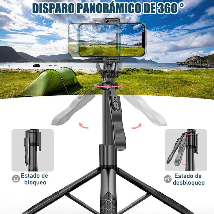 Palo De Selfie TrÃ­pode Con Luz De Relleno Y Control 1.55m GRADO B