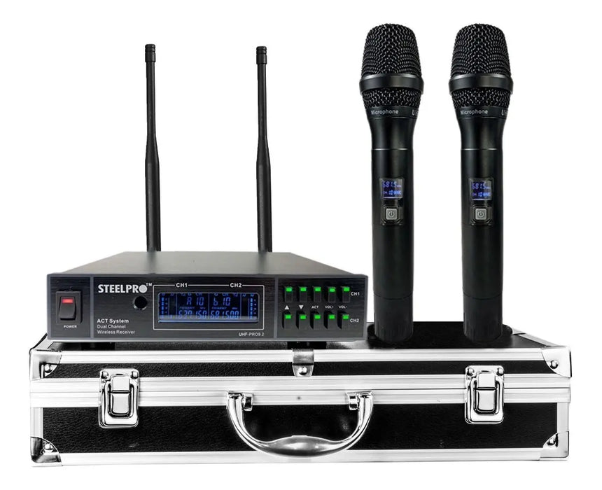 MICROFONO UHF DINÁMICO PROFESIONAL FRECUEN MULTICANAL GRIS GRADO B