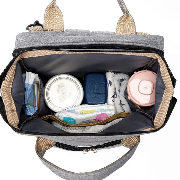 MOCHILA PAÃ±ALERA IMPERMEABLE MULTIFUNCIÃ³N CON CUNA PARA BEBÃ© NEGRO GRADO B
