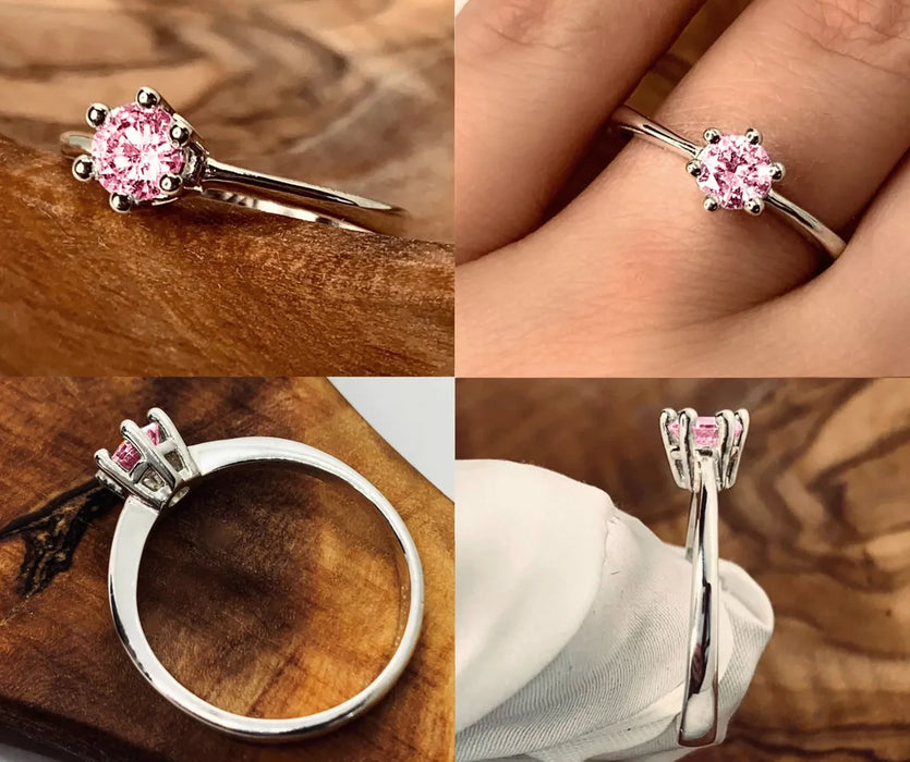 Anillos Compromiso Plata 925 Moissanite 0.5ct Regalo Esposa 1