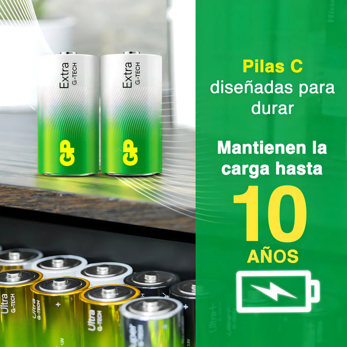Pilas C Gp Batteries - Paquete De 8 - Baterias Lr14 - Alto Rendimiento, Larga Duración, 10 Años De Vida Útil - Ideales Para Monitores Bebés, Juguetes De Control Remoto, Radios Y Más Grado B