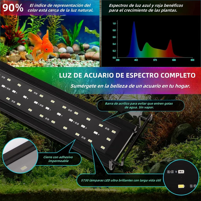 Lámpara Para Pecera Acuarios 60-80cm Led Wrgb Color Ajuste GRADO B