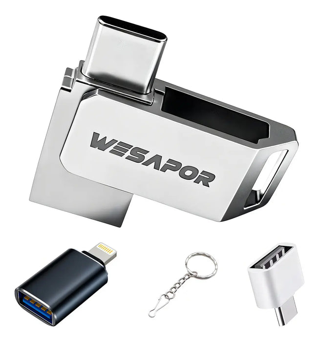 MEMORIA USB 3.1 2TB BARATA (2000GB) - ALTA VELOCIDAD USB-C, INTERFAZ TIPO C, PLUG & PLAYALUMINIO RESISTENTE A PRUEBA DE GOLPES, COMPATIBLE CON IPHONE Y ANDROID, IDEAL PARA ALMACENAR VIDEOS FOTOS PLATA GRADO B