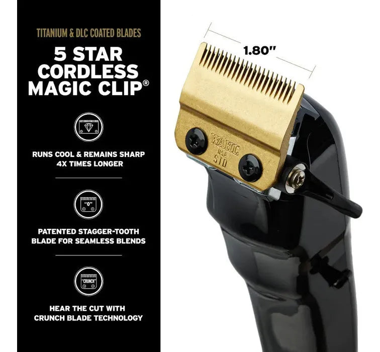 WAHL MAGIC CLIP CORDLESS RAZOR PARA CORTE DE PELO PROFESIONA NEGRO GRADO B
