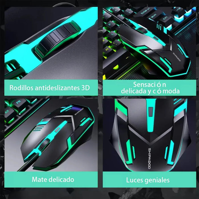 TECLADO Y MOUSE Y AUDIFONOS GAMER Y SPEAKER Y MOUSE PAD 5PCS GRADO B