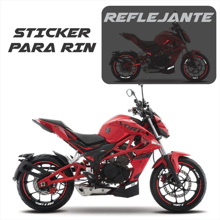 kit sticker reflejantes para rin italika vort-x 250 + regalo