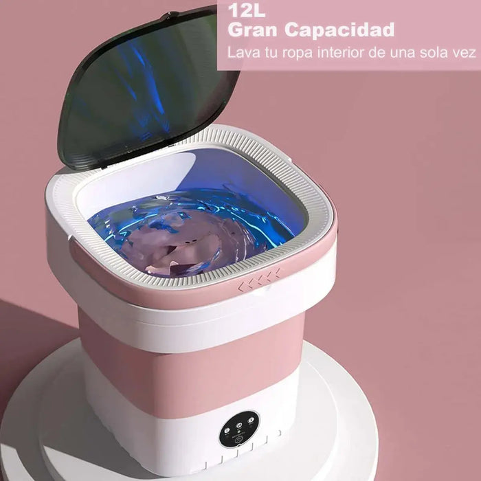 MINI LAVADORA PLEGABLE PORTÃ¡TIL AZUL LUZ ANTIBACTERIAL 12L grado b
