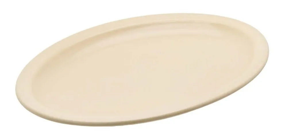 12 Platos Ovalado Plástico De Melamina Beige 33cm