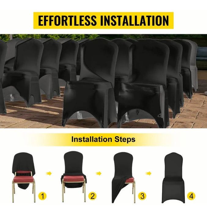 VEVOR FUNDAS PARA SILLAS SPANDEX NEGRA 50 PCS BODA ELÁSTICA GRADO B