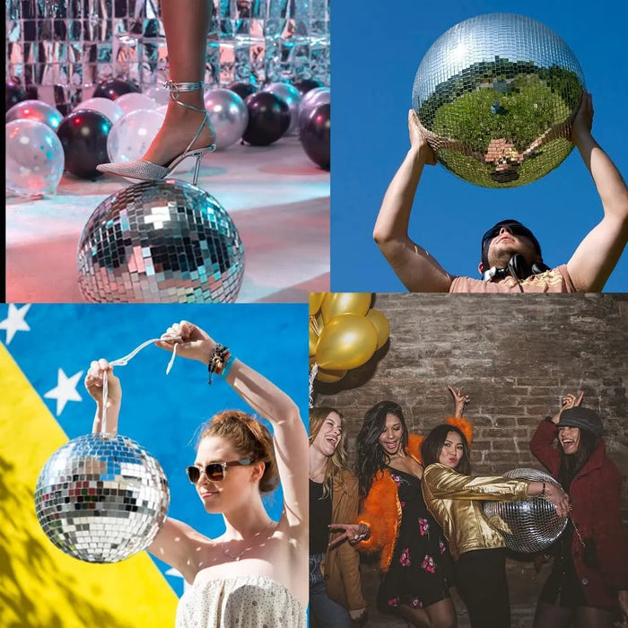 BOLA DE ESPEJO DE LUZ DE DISCOTECA MOTORIZADA 40CM 16 PULG BLANCO GRADO B