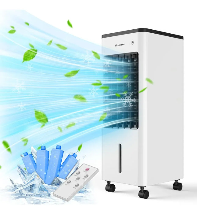 Climatizador Evaporativo Portátil Censtech | Control Remoto | 4 Modos y 3 Velocidades | Oscilación | Blanco | Grado B ✨