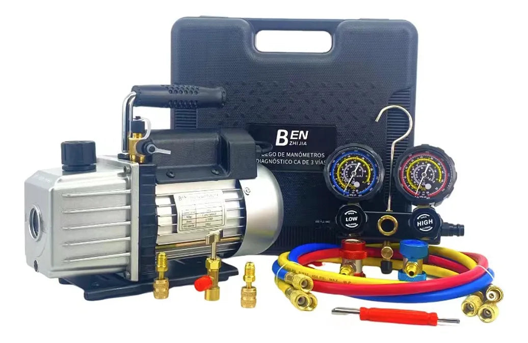Bomba De Vacío Benzhijia 5cfm 1/3hp 110v + Kit De Manómetro