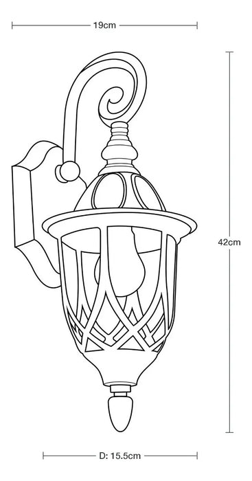 Farol De Pared Negra Y Dorado 100w E27 1 Luz