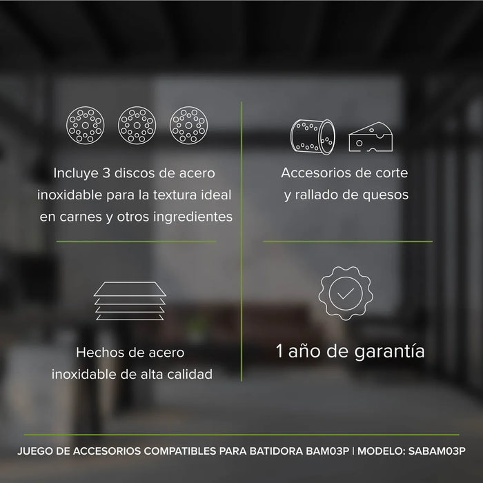 AVERA JUEGO DE ACCESORIOS COMPATIBLES PARA BATIDORA BAM03P SABAM03P GRADO B