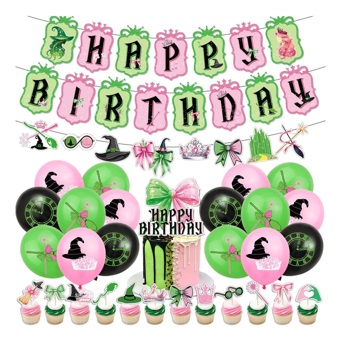 Kit Fiesta Wicked Glinda Elphaba Globos Cumpleaños Decoracion