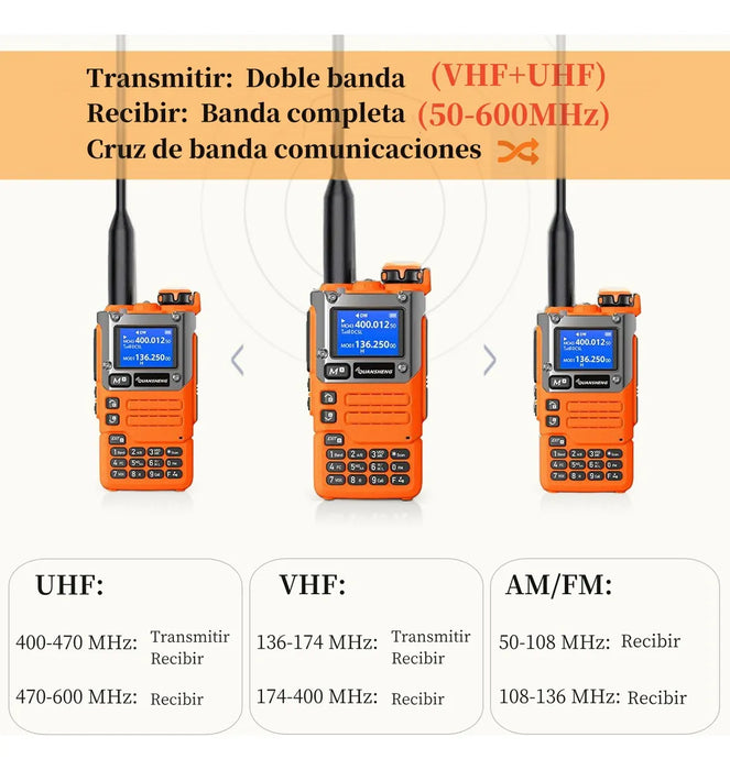 RADIO COMUNICADOR WOKITOKIS UHF/VHF METALICO DOBLE PTT USB C COLOR VERDE GRADO B
