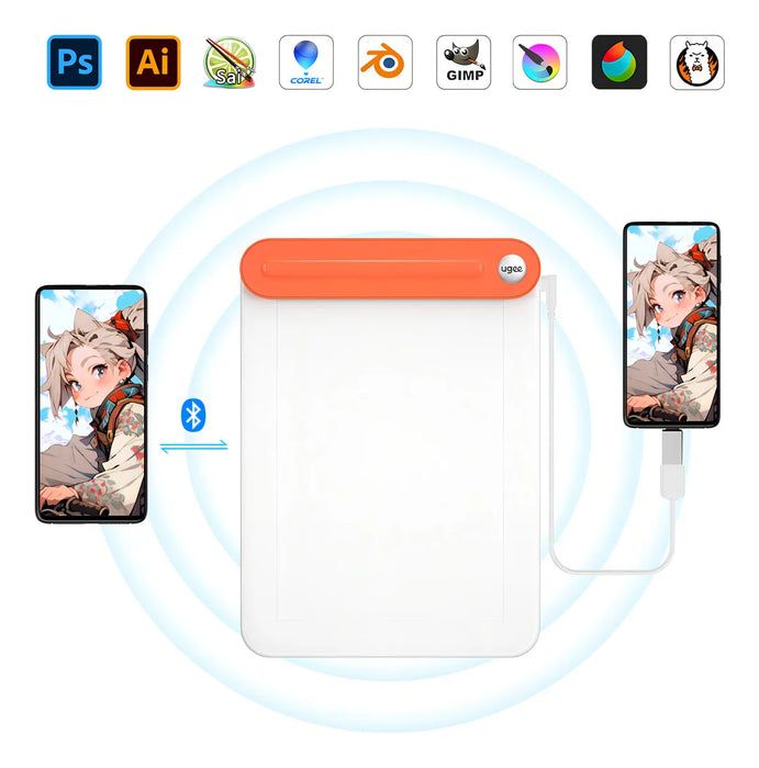 Tableta Gráfica Inalámbrica 8.5 X 6 Pulgadas Q8w Tableta de Dibujo Gran Superficie 8192 Niveles Sin Batería Tableta Gráfica Para Windows Mac Os Chrome Os Android GRADO A