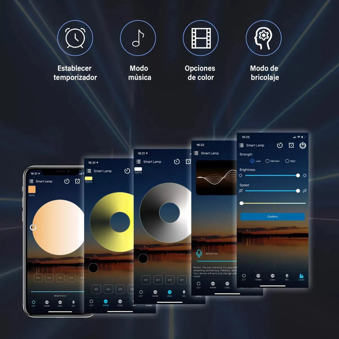 Lampara de piso moderna con control inteligente por app 10 niveles de atenuacion GRADO B