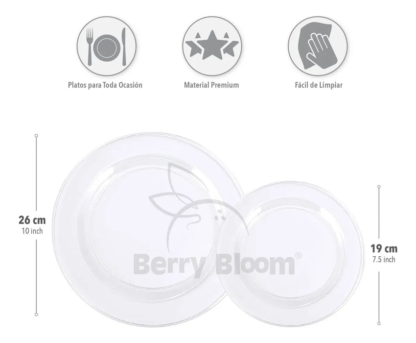 Platos Desechables Elegantes Vajilla Transparente 100 Piezas GRADO B