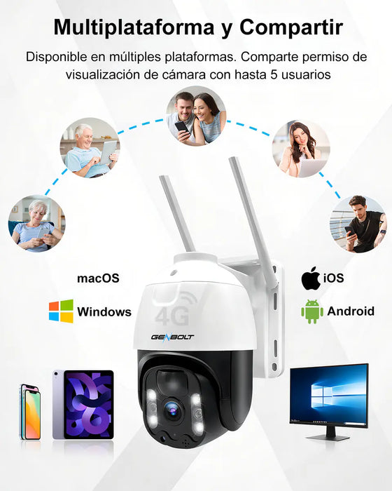 GENBOLT CÁMARA SOLAR DE VIGILANCIA 3G/4G LTE 2K EXTERIOR CON SIM CÁMARA INALÁMBRICAS CÁMARAS DE SEGURIDAD SMART SIN WIFI... BLANCO GRADO B