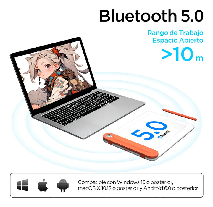Tableta Gráfica Inalámbrica 8.5 X 6 Pulgadas Q8w Tableta de Dibujo Gran Superficie 8192 Niveles Sin Batería Tableta Gráfica Para Windows Mac Os Chrome Os Android GRADO A