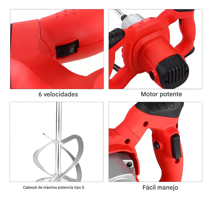 Mezcladora Electrica De Cemento/pintura 6 Velocidade 2100w   GRADO B