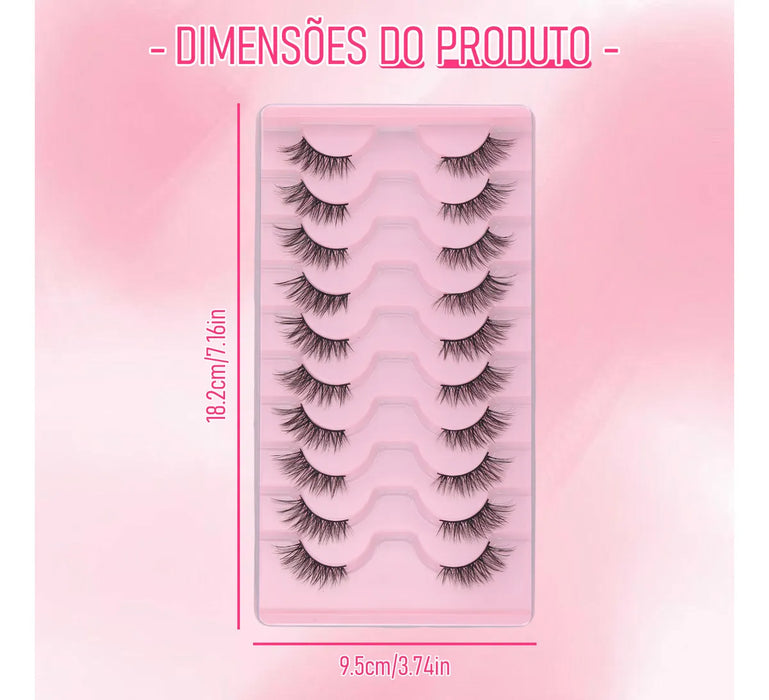 10 PARES DE PESTAÍ±AS POSTIZAS 3D VIVID DE MEDIA LONGITUD GRADO A