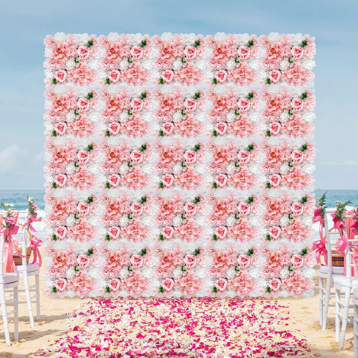 PANELES DE PARED DECORATIVOS VIKINGS PANDA 12 FLORES ROSAS Y HORTENSIAS ARTIFICIALES PINK WHITE GRADO B