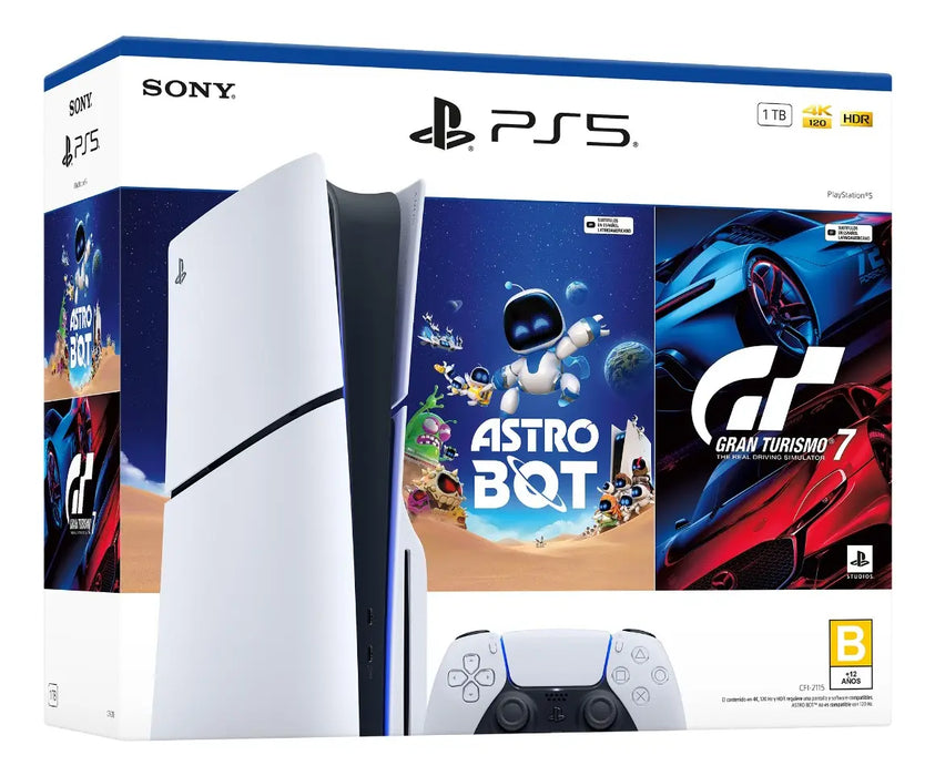 CONSOLA PS5 1 TB: ASTRO BOT Y GRAN TURISMO  BLANCO GRADO A