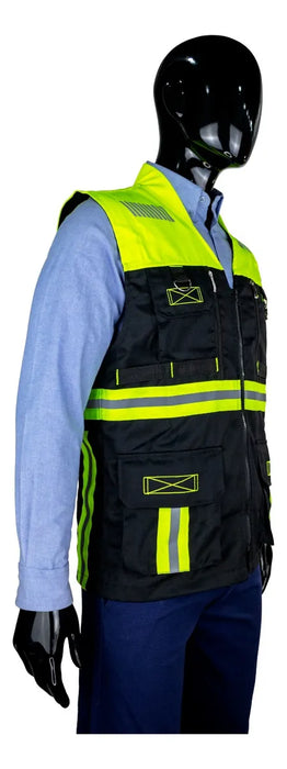 Chaleco Reflectante Bultex Zacatecas 6 Bandas Seguridad Negro/amarillo Neon 2XL GRADO B
