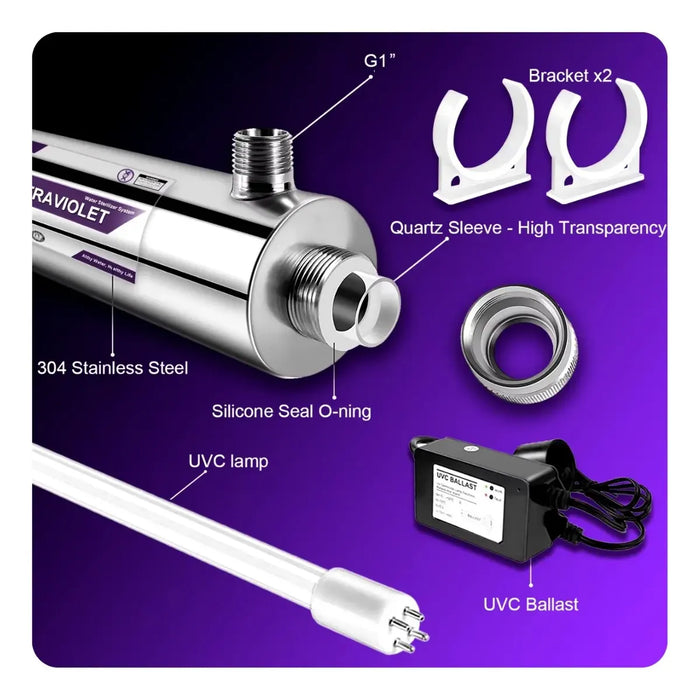 LAMPARA LUZ UV ULTRAVIOLETA GERMICIDA 30W WATTS 4 PINES AGUA GRADO B