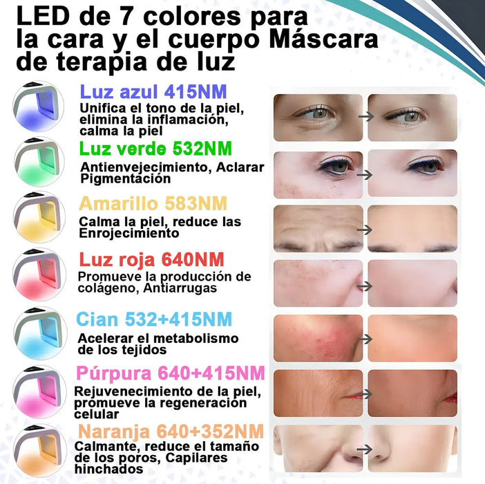 Máscara de Belleza LED Plegable de 7 Colores para Cuidado Facial | Grado A ✨