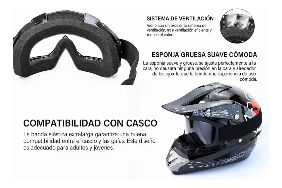 Goglesss Motocross Gafas De Esquí Tacticos Anti Niebla GRADO B