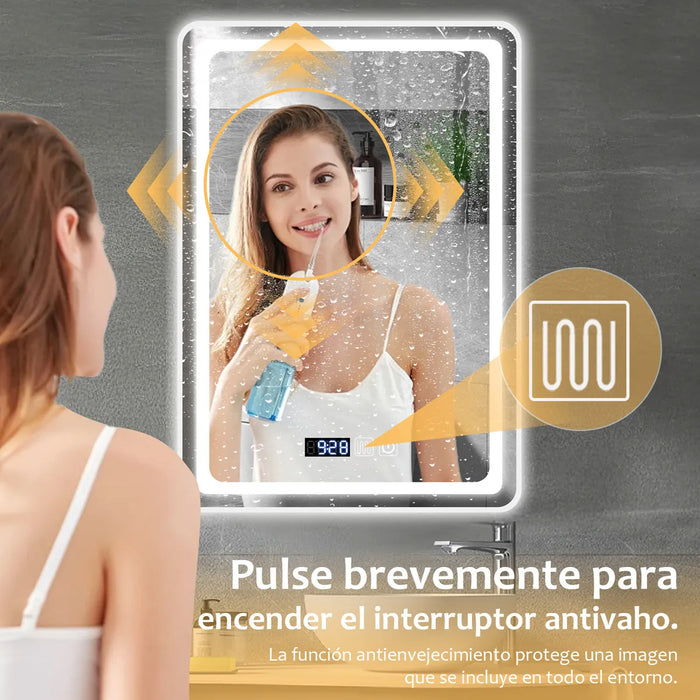 DASHLINE ESPEJO LED DE BAÑO ANTIVAHO TOUCH TRICOLOR 50X70 CM