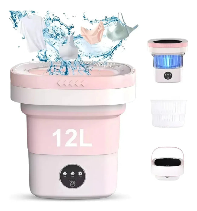 MINI LAVADORA PLEGABLE PORTÃ¡TIL AZUL LUZ ANTIBACTERIAL 12L grado b