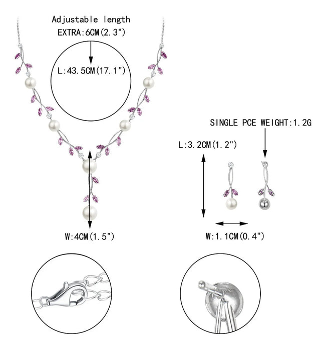 Ever Faith Conjunto Joya Precioso Collar Aretes Dije Perla GRADO B