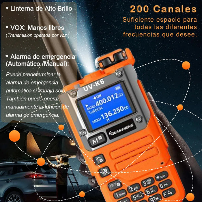 RADIO COMUNICADOR WOKITOKIS UHF/VHF METALICO DOBLE PTT USB C COLOR VERDE GRADO B