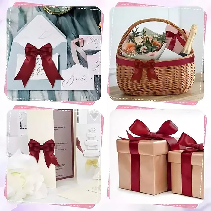 4 Rollos Listn Satinado Popotillo 38cm92m Con Tijeras Color 2 VINO 2 VIOLETA