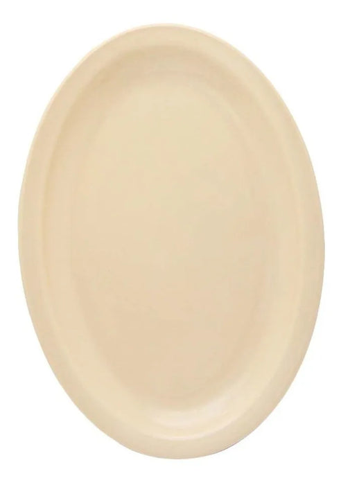 12 Platos Ovalado Plástico De Melamina Beige 33cm
