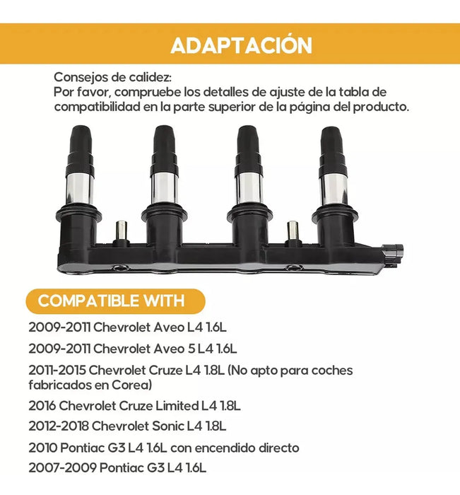 BOBINA ENCENDIDO SONIC 1.6 1.8 2012 2013 2014 2015 2016 2017