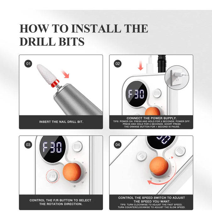 PULIDORA DE UÑAS DRILL SAVILAND, TALADRO DE UÑAS 30000RPM GRADO B