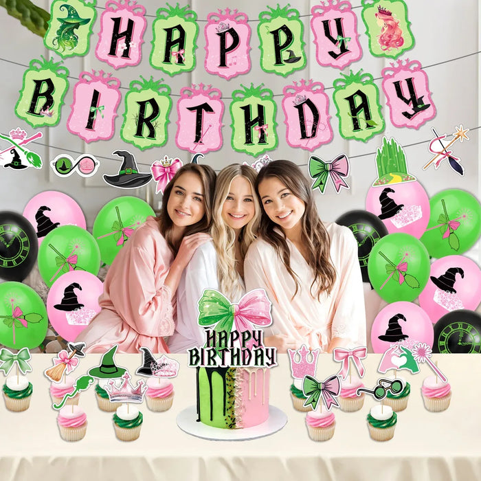 Kit Fiesta Wicked Glinda Elphaba Globos Cumpleaños Decoracion