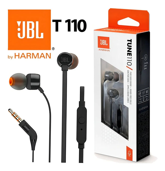 Audífonos in-ear alámbricos JBL Tune 110 JBLT110 black Grado B