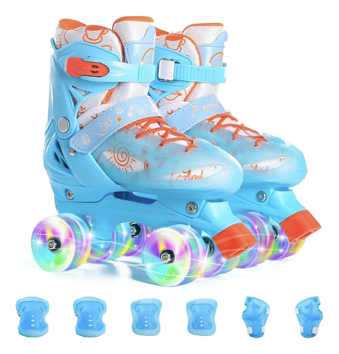 PATINES EN PARALELO AJUSTABLE 4 RUEDAS CON PROTECCION NIÑOS GRADO B