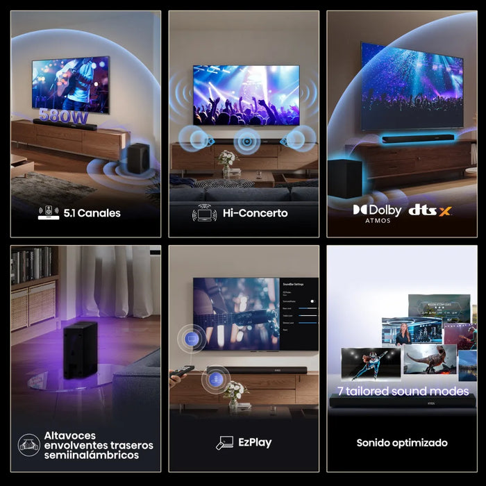 HISENSE BARRA DE SONIDO AX5100Q, 5.1 CH 580W NEGRO GRADO B.