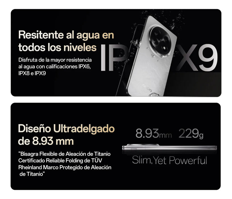 OPPO FIND N5 NEGRO 16GB + 512 GB PLEGABLE ULTRADELGADO TRIPLE CAMARA NEGRO GRADO A