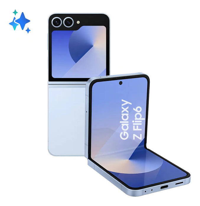 TELÉFONO CELULAR SAMSUNG GALAXY Z FLIP6 5G, 256 GB, 12 GB DE RAM, PANTALLA 6.7, CÁMARA. DUAL+ SELFIE DE 50 MEGAPÍXELES, GALAXY AIR BLUE - EXCELENTE (REACONDICIONADO) GRADO B