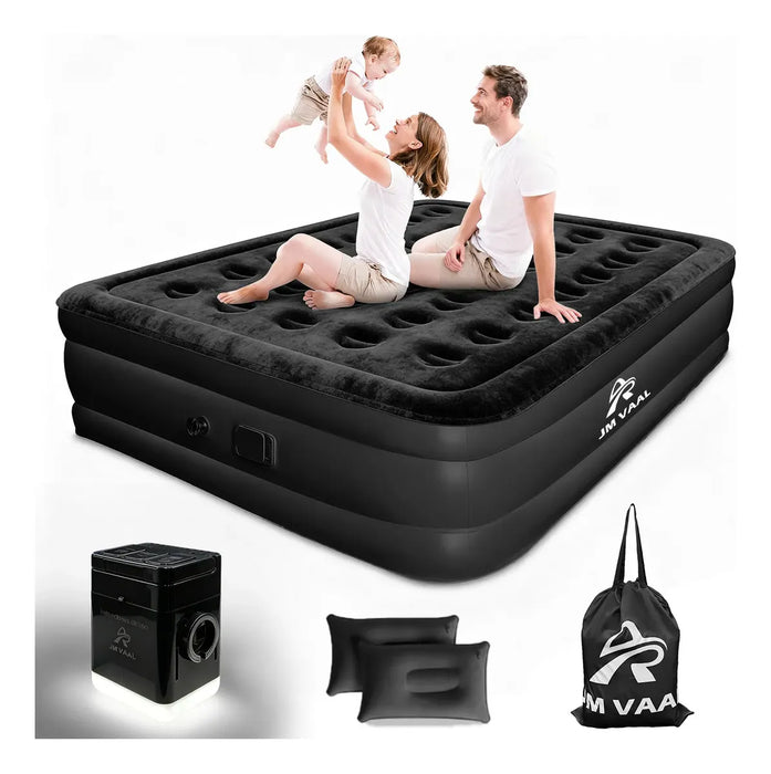 COLCHÓN INFLABLE QUEEN CON BOMBA INFLADORA 202X152X42CM JM VAAL COLOR NEGRO GRADO B